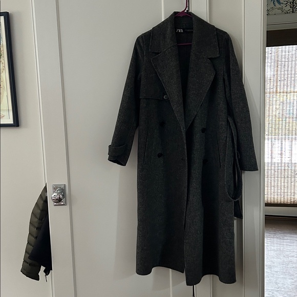 Women's Zara Gray Wool Blend Trench Coat - Picture 2 of 7